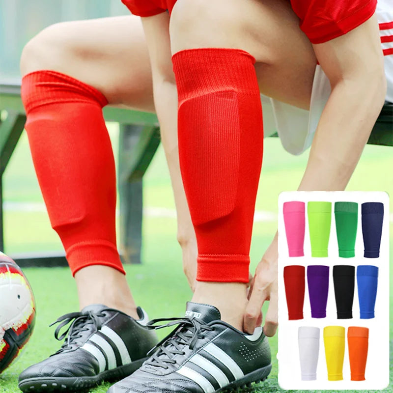 1 Pair Sports Safety Shin Pads Sleeves Football Shin Holder Instep Socks Nylon Fitness Leg Guard Sleeves for Kids Boys Men