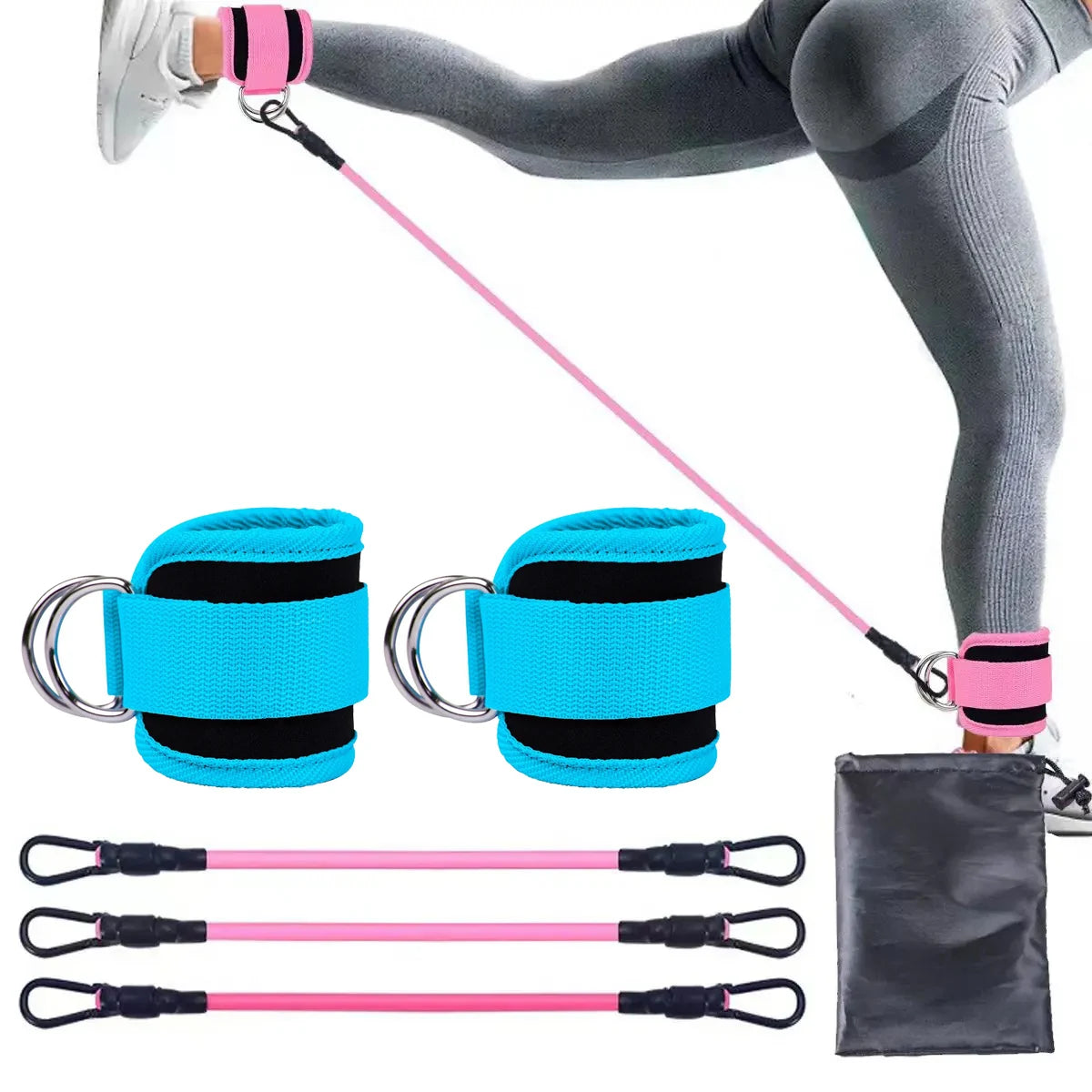 Resistance Bands With Ankle Straps Fitness Workout Training Resistance Bands Home Yoga Stretch Elastic Pilates Gym Equipment