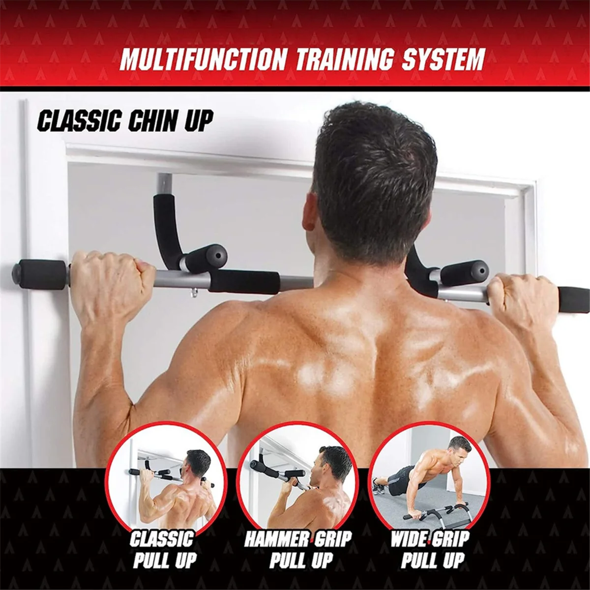 A71Z Wall Mounted Pull Up Bar - Chin Up Bar for Doorway, Multi-Gym Home Fitness Equipment with Enhanced Door Frame Protection