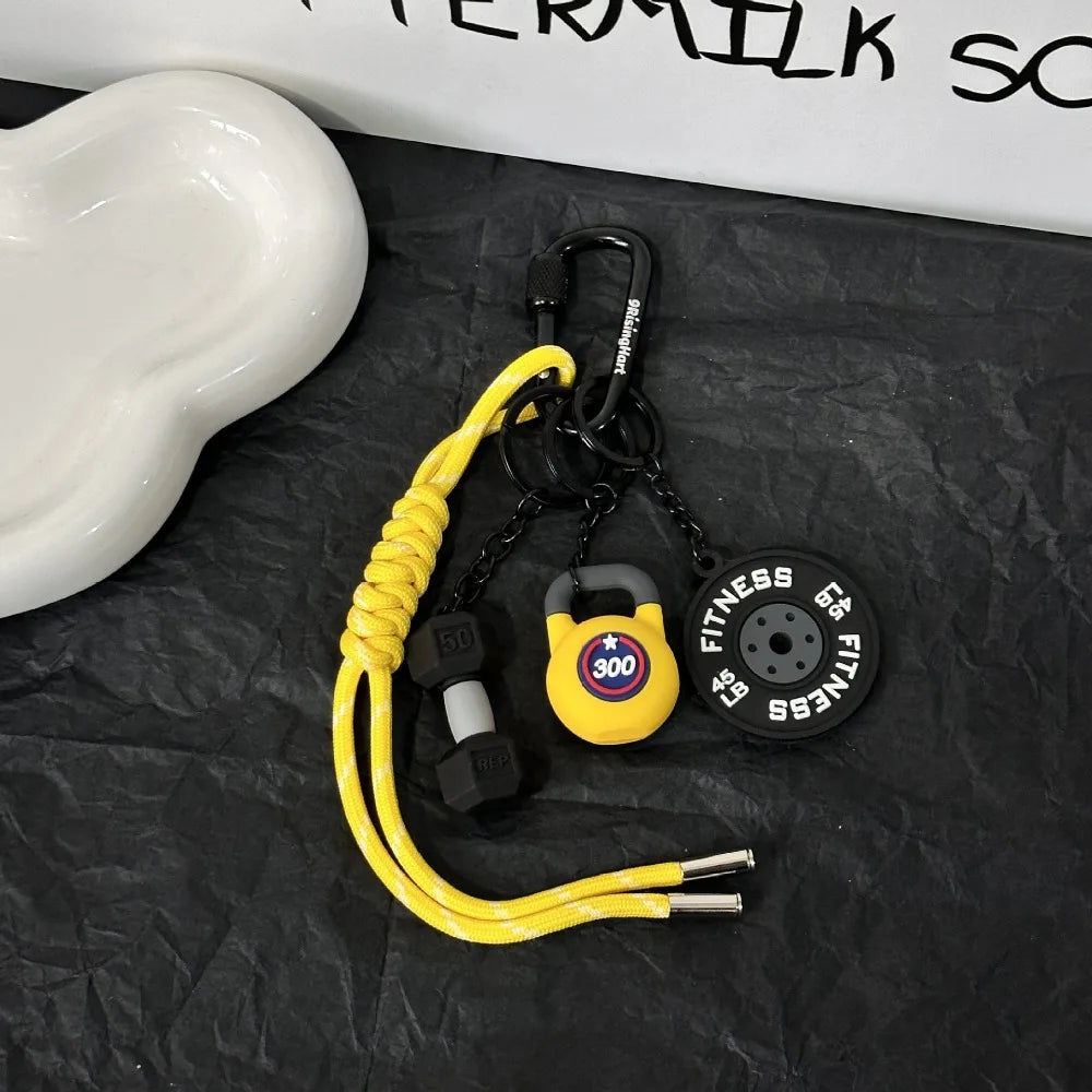 Mini Barbell Plates Key Chain with D-shaped Buckle Kettlebells Simulation Dumbbells Keyring Water Cups Creative