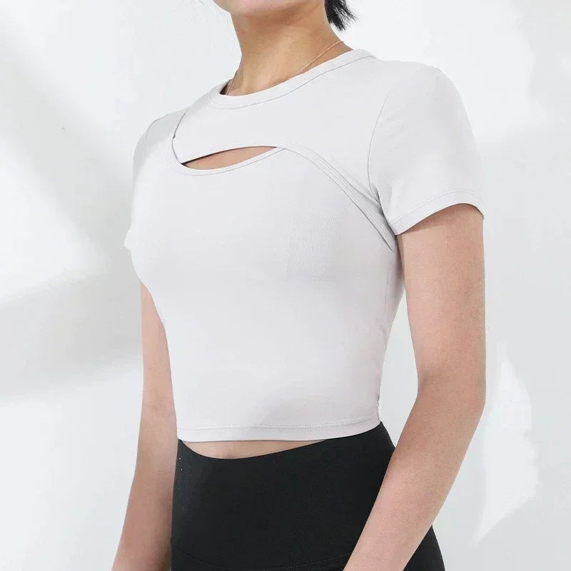 Yoga clothing women summer fashion short-sleeved sports T-shirt tops tight fitness clothing
