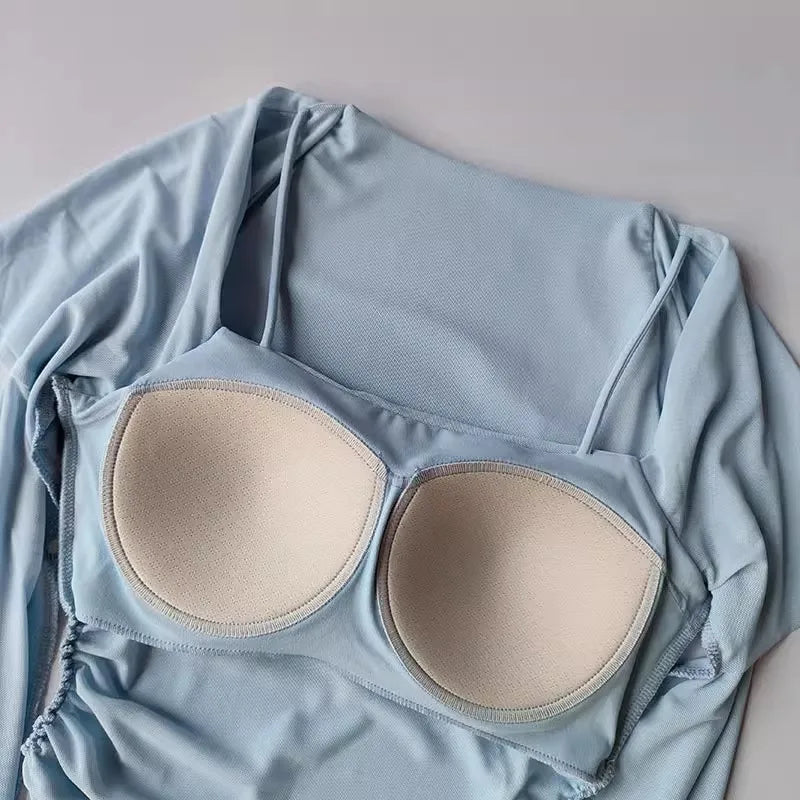 Women's sports yoga suit, mesh fake two-piece yoga sports top fitness suit