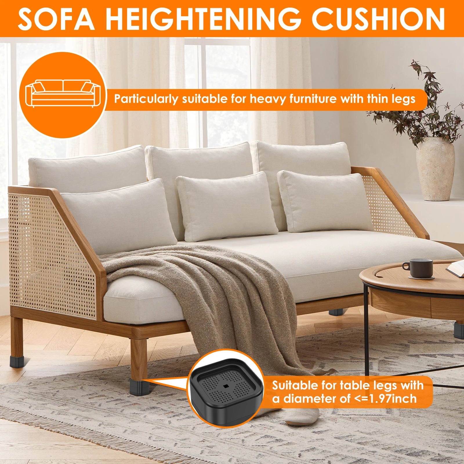 8/16Pcs Furniture Risers Plastic Stackable Bed Raising Blocks with Nonslip Bottom Stable Desk Leg Riser for Sofa Washing Machine