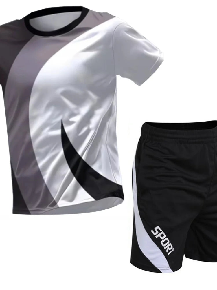 Football Jerseys for Men Soccer Jersey Tracksuit Short Sleeve Football Training Suit Summer T Shirt + Shorts Sports 2 Piece Set