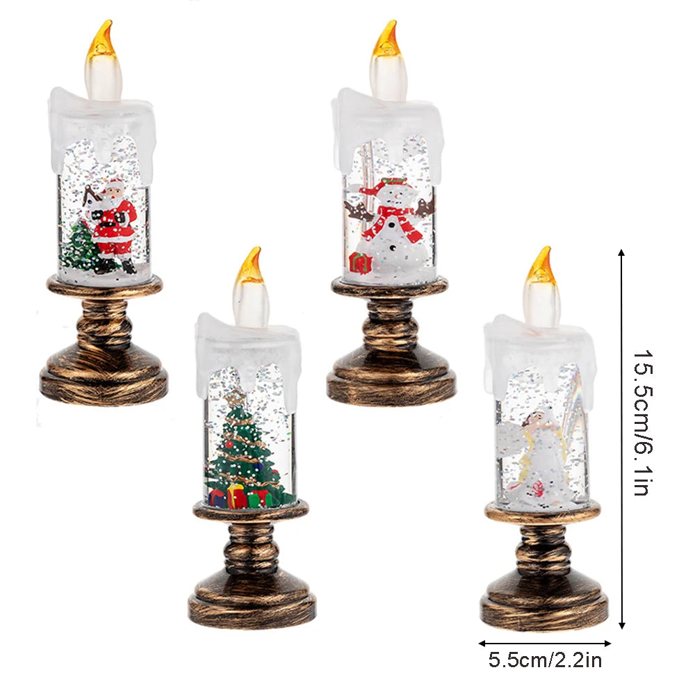 1pc Christmas transparent Snow lights, Battery-powered Christmas Crystal lights, Christmas Glowing Snow Globe