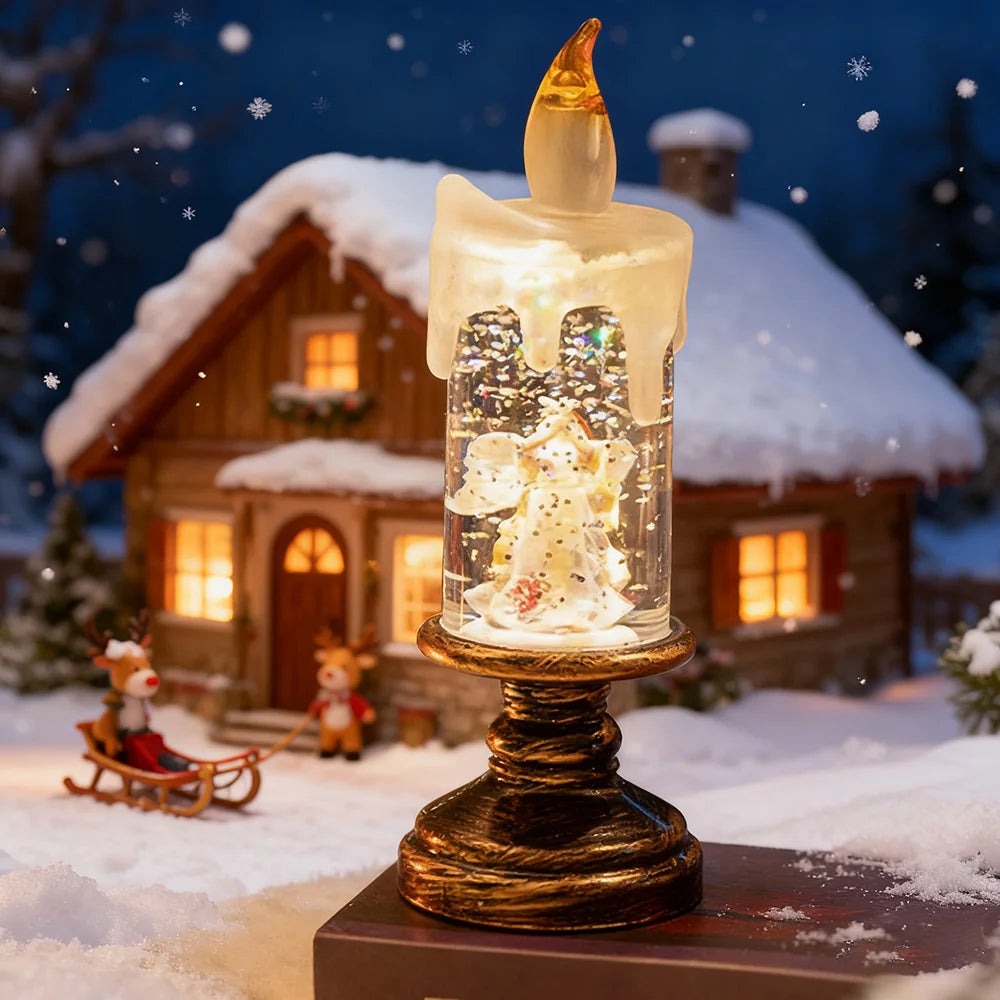 1pc Christmas transparent Snow lights, Battery-powered Christmas Crystal lights, Christmas Glowing Snow Globe