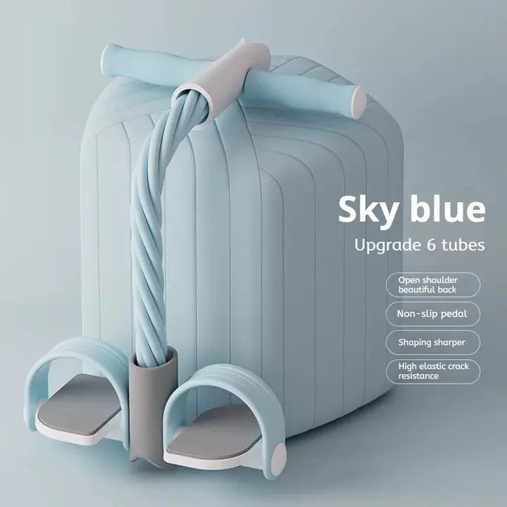 Resistance Bands 6-Tube Yoga Pedal Puller Resistance Band At Home Multifunctional Portable Tension Rope Bands Waist Arm Training