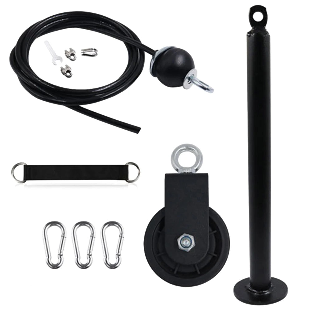 Home Gym Exercise Pulley System Equipment with Tricep Rope Carabiner Fitness LAT Lift Pulley System for Home Gym Weight Fitness