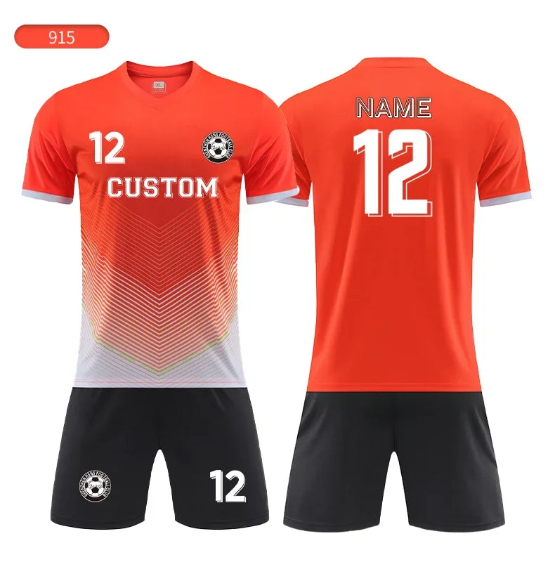 Custom Soccer Uniforms Football Training Clothing Adults Kid Clothes Short Sleeve Printing Men Boys Soccer Clothes Sets Jls916