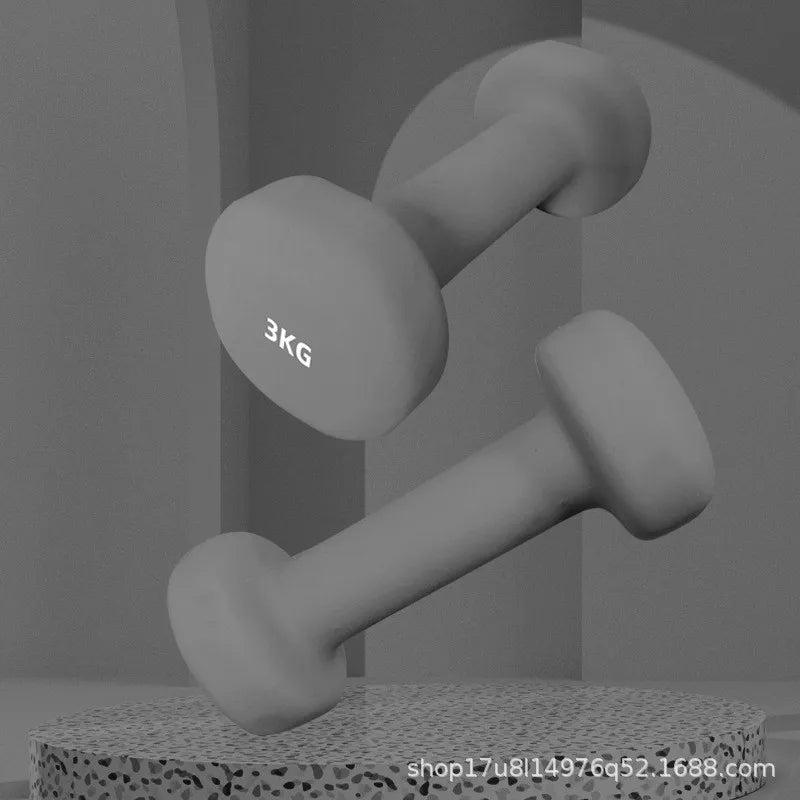 Yoga Flat Head Scrub Impregnated Plastic Dumbbells For Men And Women Home Exercise Sports Equipment Solid Cast Iron Dumbbells