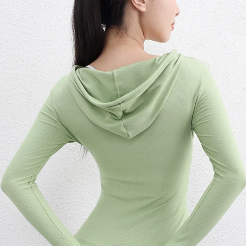 Women Clothing Long Sleeve Yoga Top With Full Zip Breathable Lightweight Yoga Fitness Wear