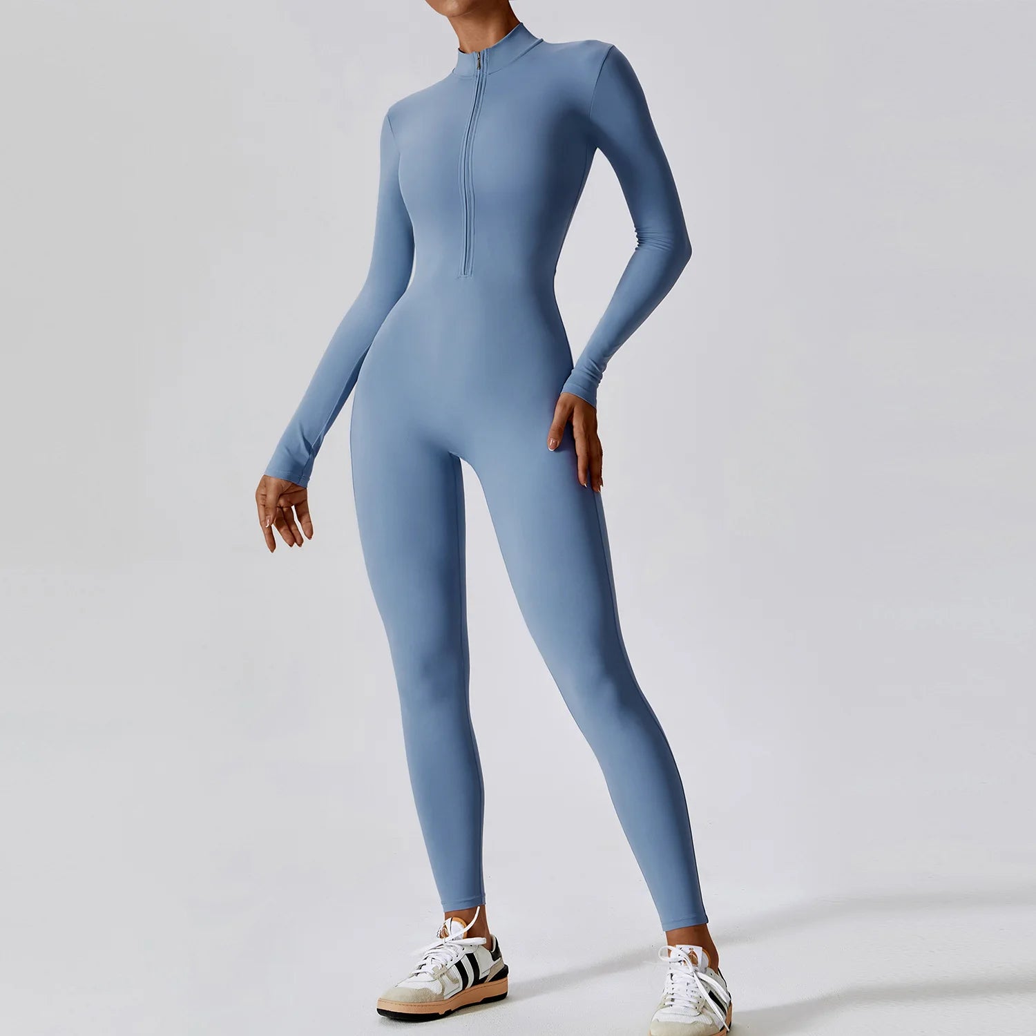 Yoga Jumpsuit Long Sleeved Zipper Training Rompers Sportswear Gym Fitness Workout Clothes Running Sports Long Pants Bodysuits