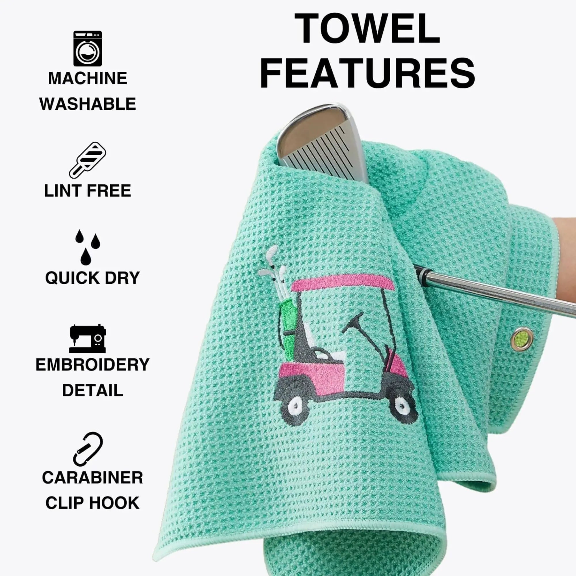 Funny Microfiber Premium Golf Towel, Embroidered Golf Towels for Golf Bags for Men&Women, Golf Accessories for Men Golfers