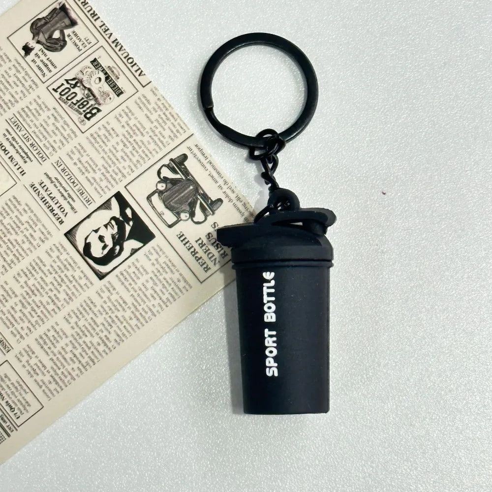 Simulation Dumbbells Keyring Kettlebells Water Cups Cool Creative Bag Charm Fitness Series Pendant Car Key Ornament