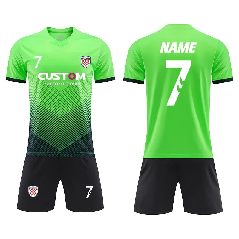 Custom Soccer Uniforms Football Training Clothing Adults Kid Clothes Short Sleeve Printing Men Boys Soccer Clothes Sets Jls916