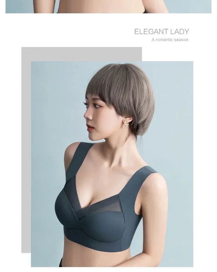 Women Lace Sport Bras Plus Size Seamless Bra Bralette Backless Lady Brassiere Vest Female Gathers Shock-Proof Wireless Top L-3XL