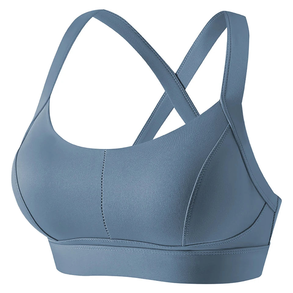 Women High Impact Sports Bra Criss Cross Back Padded Bra Workout Fitness Sports Yoga Bras Shockproof Sport Crop Top Vest