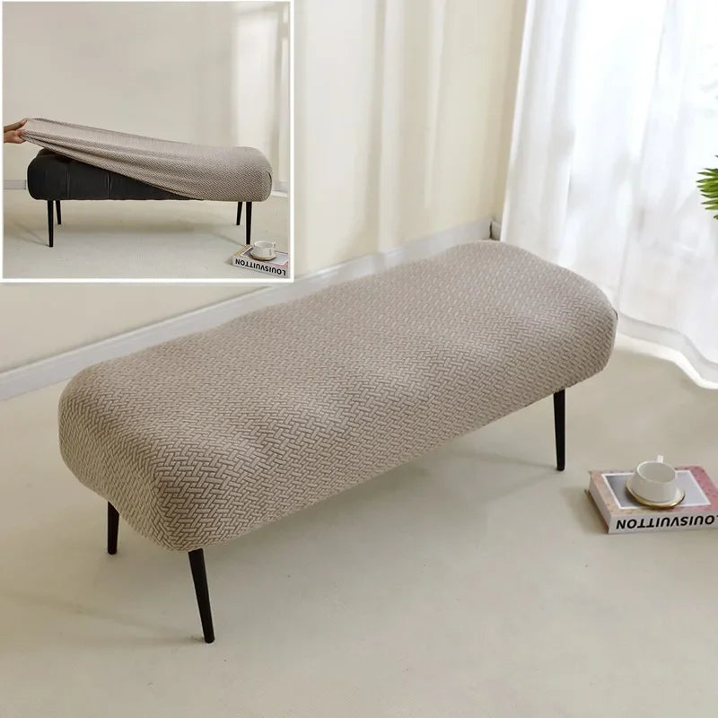 1PC Stretch Jacquard Long Bench Cover Dining Anti-dirty Piano Stool Covers Durable Seat Protector Pad for Living Room Home Decor