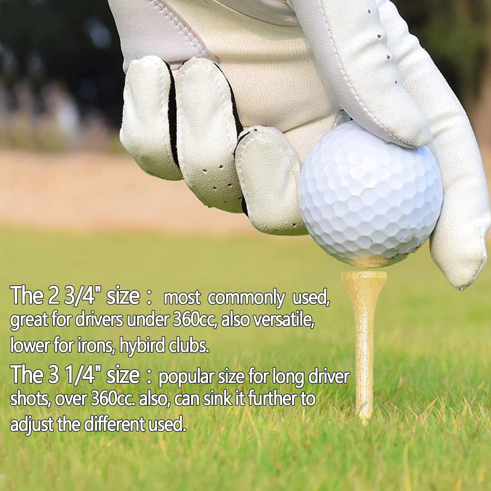 Bamboo Golf Tees 1000/500/250 PCS 2-3/4 & 3-1/4 inch Length | Bamboo Golf Tees, 7X Stronger Than Wood Golf Tees, Reduce Friction