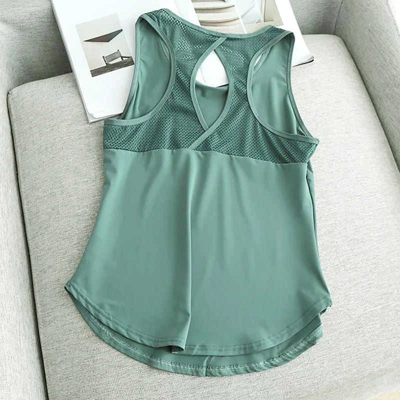 Yoga Clothing Women Sports Tops Hoodie Loose Sleeveless Running Training Quick Dry T-Shirt Sexy Outside Fitness Tank Tops