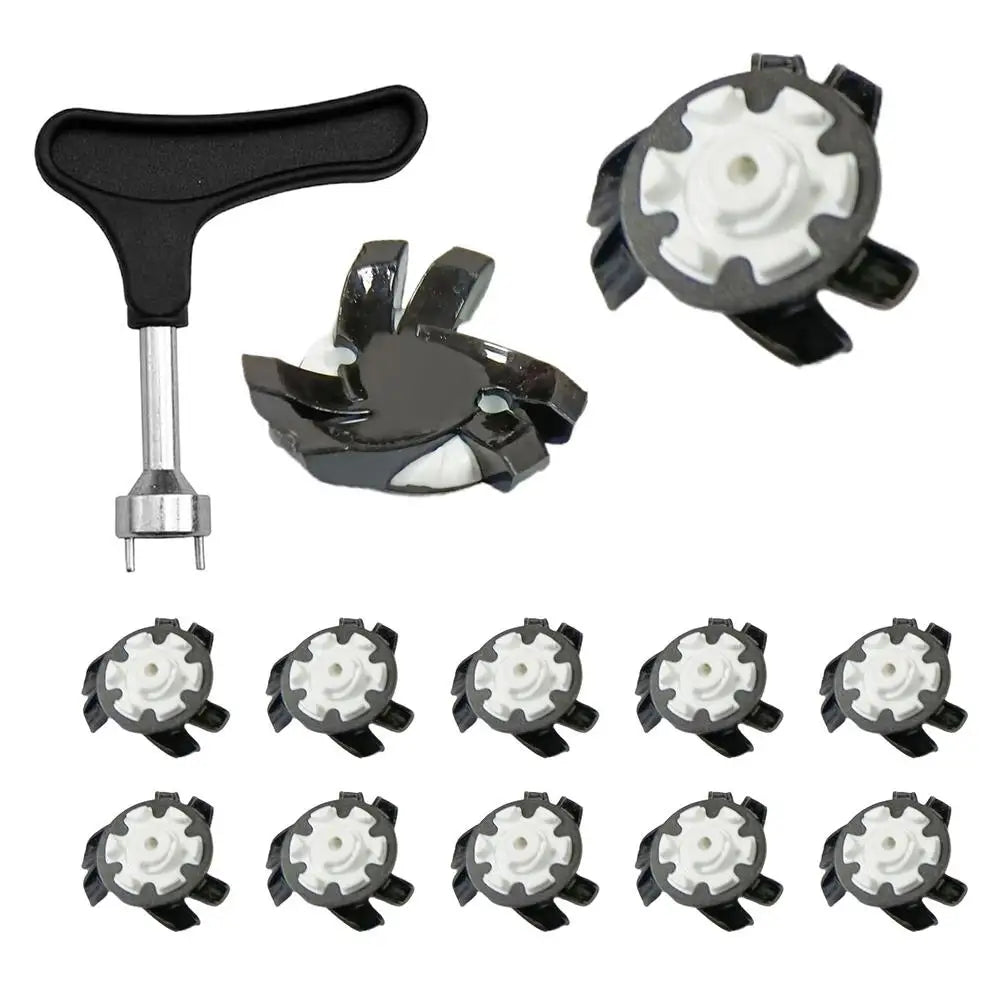 Golf Shoe Spikes Replacements 12 Pieces Footwears Anti Slip Golf Cleat Quick Twist Golf Spikes Golf Cleats Portable Wrench Screw