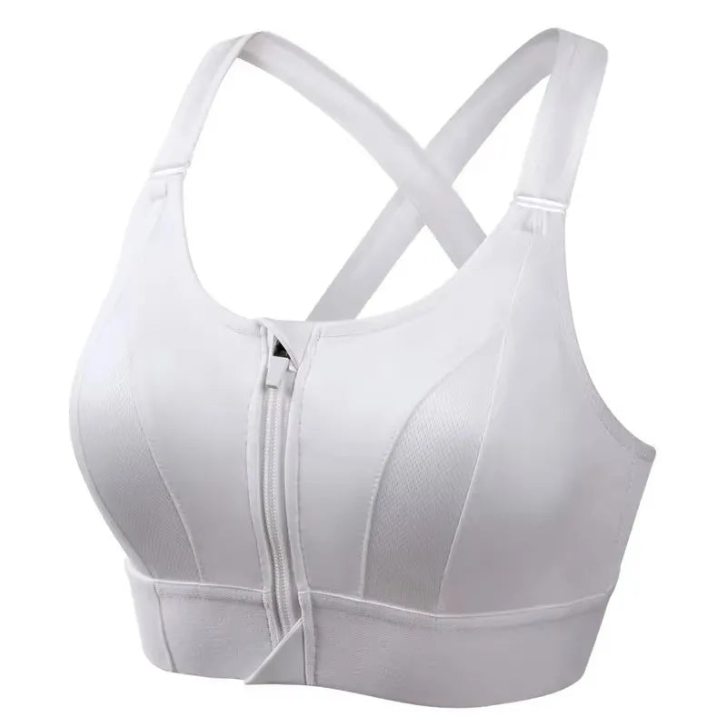 S-5XL Bras For Women Sports Front Zipper Adjustable Strap Shockproof Elastic Fitness Athletic Brassiere Slim Yoga Crop Top