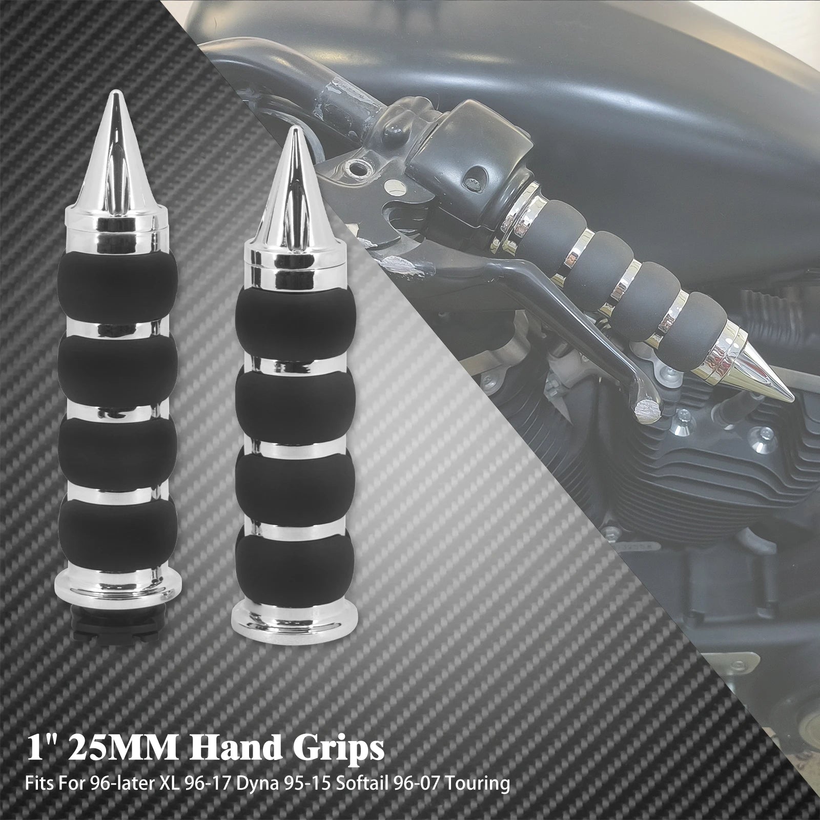 Motorcycle Hand Grips 1" 25mm Handlebar Handle Bar Universal For Harley Sportster XL1200 Touring Street Glide FLHR Dyna FXDL FLS