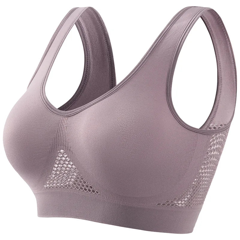 Seamless Bras For Women Breathable Hollow Sports Bra Wireless Crop Top Sexy Lingerie Push Up Brassiere Comfort Tops S-5XL