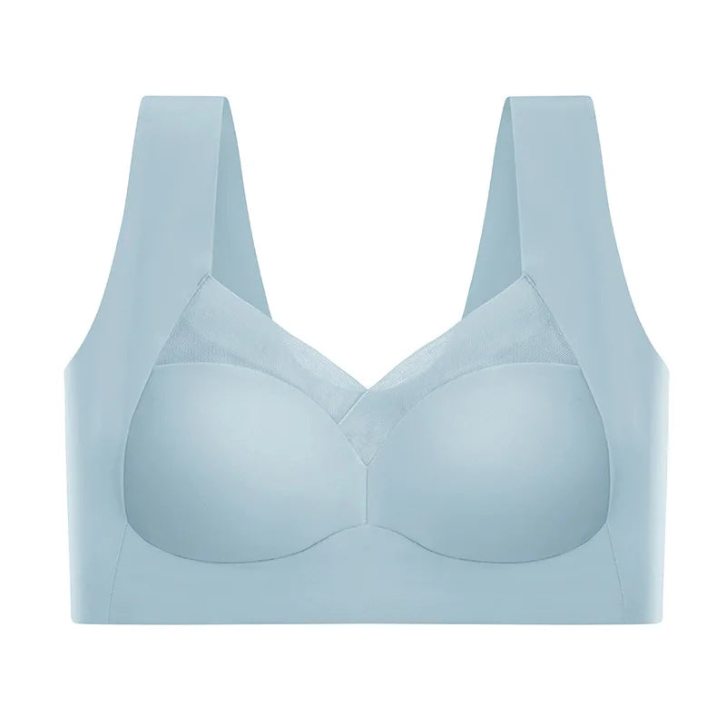 Sports Bras Women Breathable Bra Wireless Sexy U Back Inner Push Up Seamless Stitching Mesh Top Bra Without Bones Frame Bras