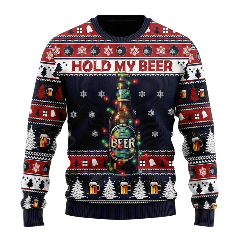 Fashion Beer Ugly Christmas Sweater For Women Clothes Hip Hop Bar Party Men Sweatshirts Casual Male Pullovers Beers Tracksuit