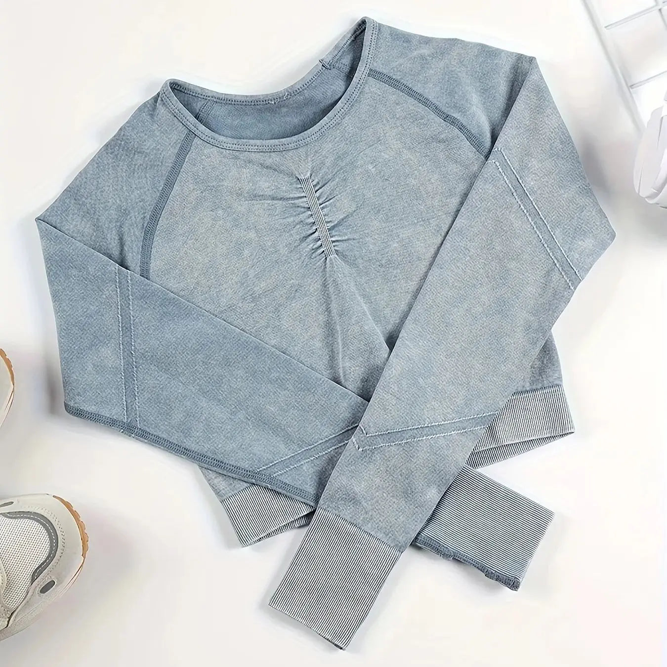 Women Yoga Sports Fitness Long Sleeves Top Gym Clothing Workout Round Neck Tops Sports Shirts Women Seamless Yoga Shirts