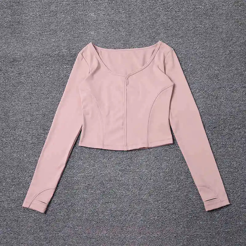 Fitness yoga clothing for women, short-sleeved sportswear with a square neck, autumn 2025, quick-drying, breath, and slimming.