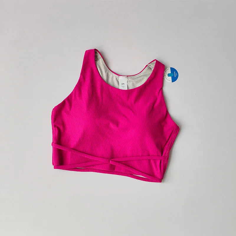 Yoga Clothes Crop Tops Women's Summer Professional Fitness Clothes Pilates Outer Wear Breathable One-piece Cup Vest Clothing