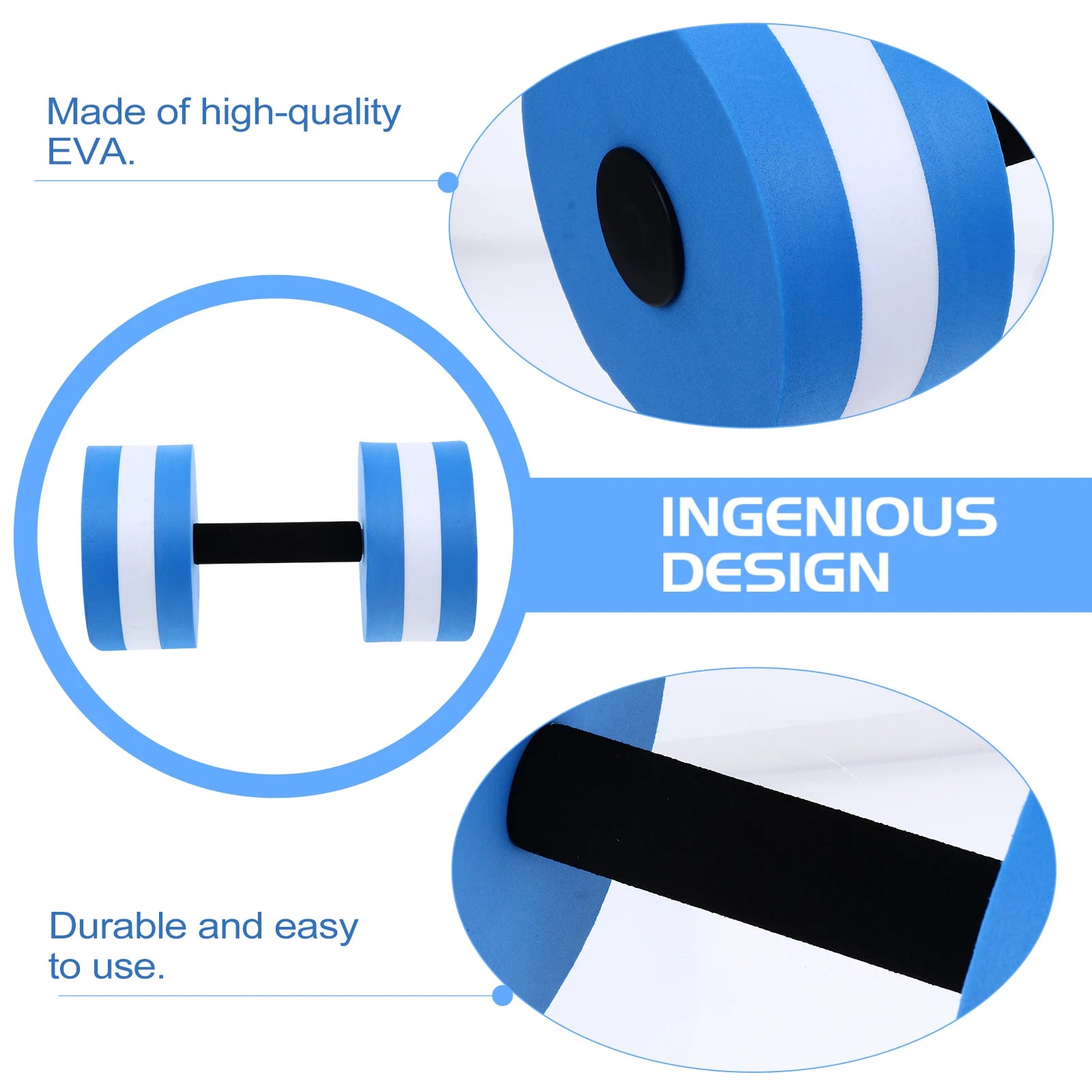 1pc Floating Dumbbell Water Barbell Aquatic Exercise Pool Fitness Weights Children Proof Three Layer Support Balance Resistance