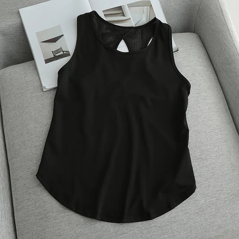 Yoga Clothing Women Sports Tops Hoodie Loose Sleeveless Running Training Quick Dry T-Shirt Sexy Outside Fitness Tank Tops