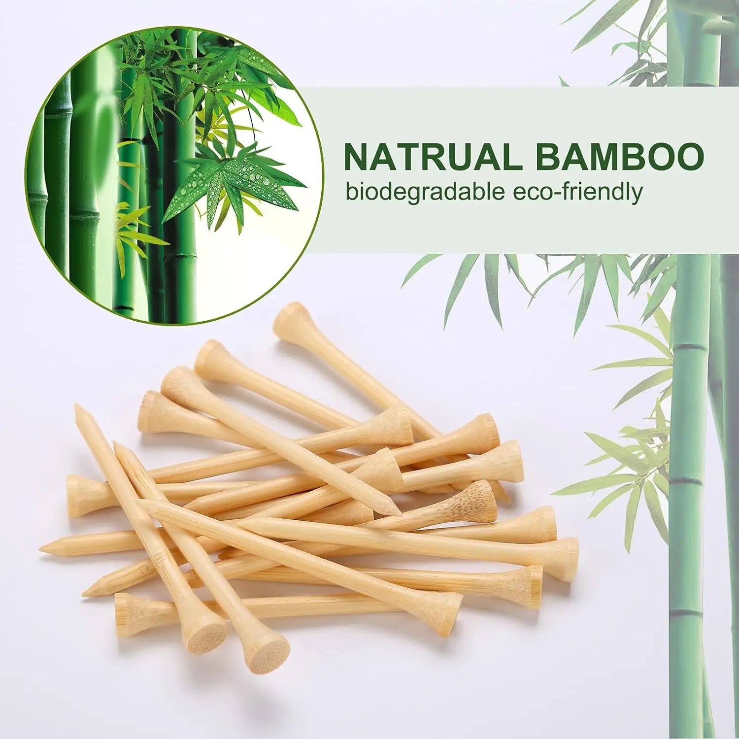 Golf Tees Durable Bamboo Tees 50Pcs/100Pcs 100Pcs 3-1/4" Friendly Biodegradable Material Reduce Friction Side Spin More Stable