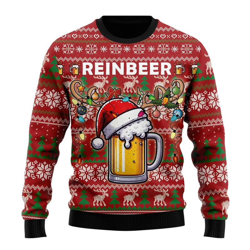 Fashion Beer Ugly Christmas Sweater For Women Clothes Hip Hop Bar Party Men Sweatshirts Casual Male Pullovers Beers Tracksuit