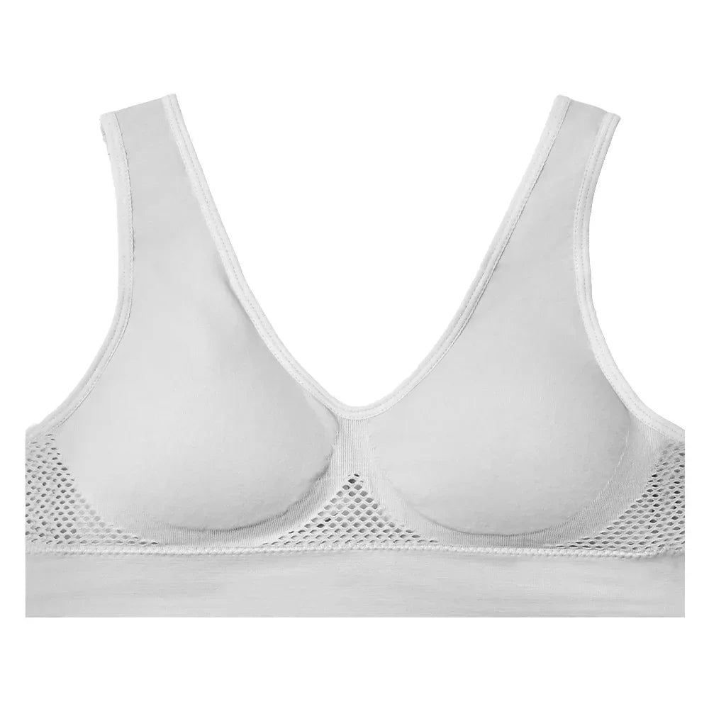 Sexy Womens Sport Bra Shockproof Running Padded Mesh Wireless Vest Top Solid Breathable Girl Yoga Push Up Training Bra Underwear