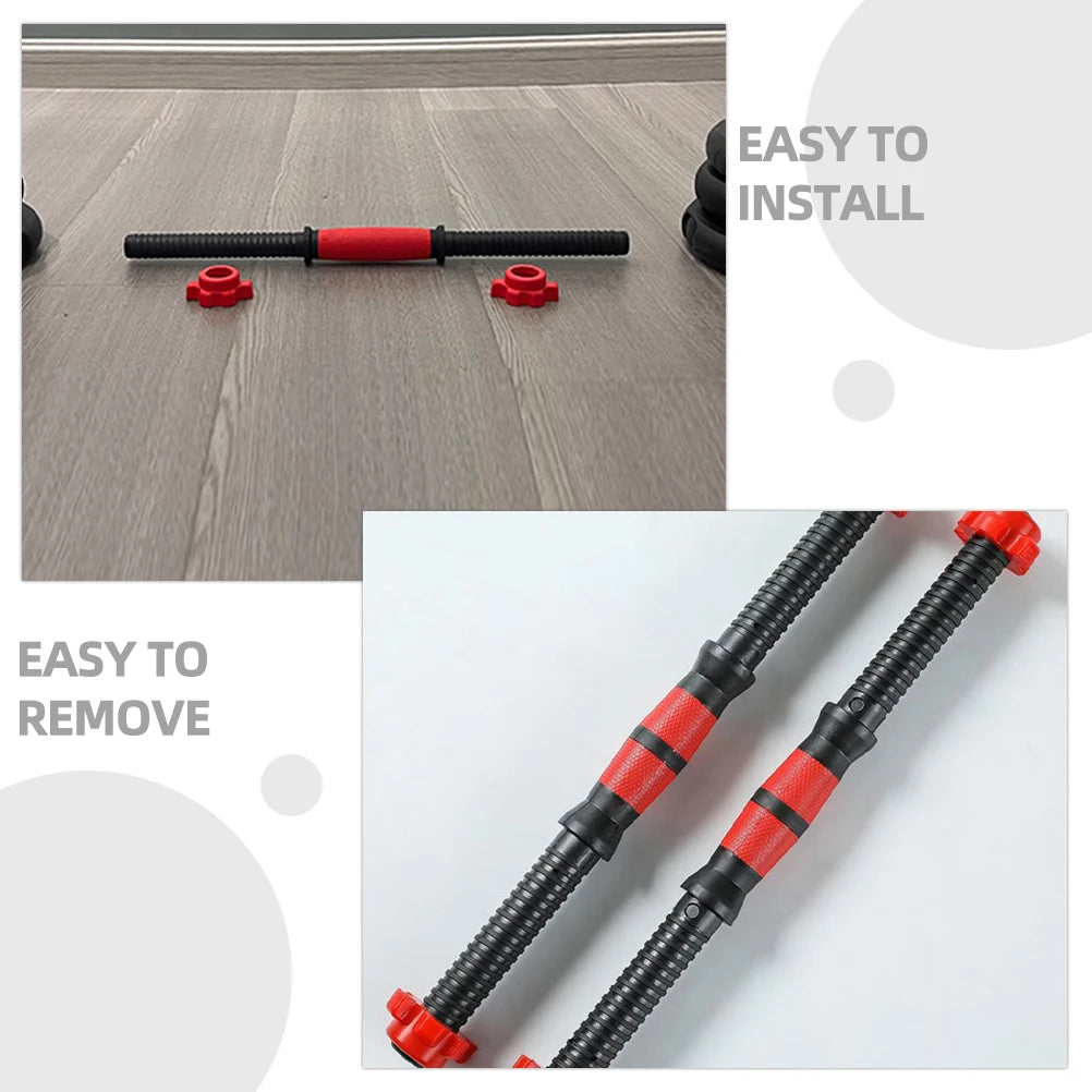 1 Set Dumbbell Connecting Rod Barbell Bars With Screw Nuts Non-Slip Dumbbell Grip Connector Dumbbell Exercise Fitness Accessory