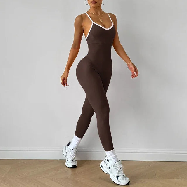 Jumpsuit Women Yoga Set Sexy Criss-Cross Back One-piece Bodysuit Fitness Quick-Dry High Elastic Sportswear Outfits Gym Clothing