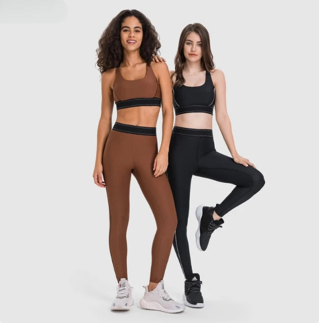 Yoga clothing sports suit women high elastic hip lifting leggings thin fitness yoga pants shockproof gathering sports bra