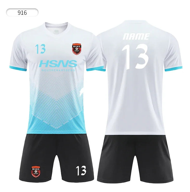 Custom Soccer Uniforms Football Training Clothing Adults Kid Clothes Short Sleeve Printing Men Boys Soccer Clothes Sets Jls916