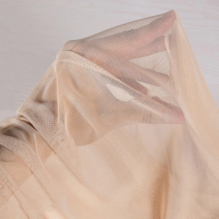 High-elastic Ultrafine Power mesh Net fabric Nude Flesh color 4 Way Stretch Spandex Mesh Underwear Stocking Yoga clothing fabric