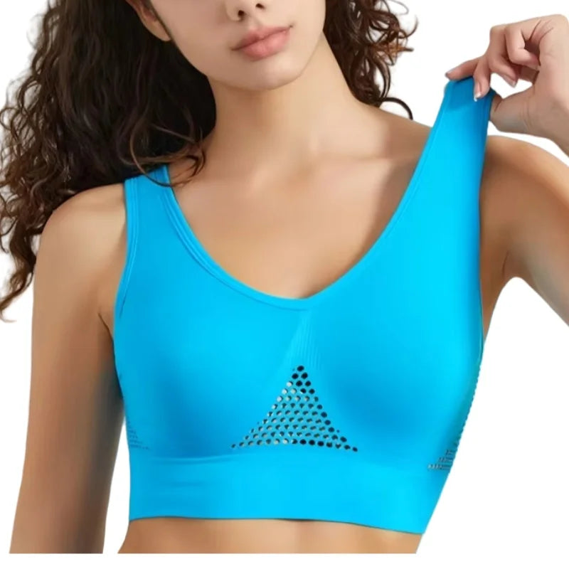 Seamless Bras For Women Breathable Hollow Sports Bra Wireless Crop Top Sexy Lingerie Push Up Brassiere Comfort Tops S-5XL