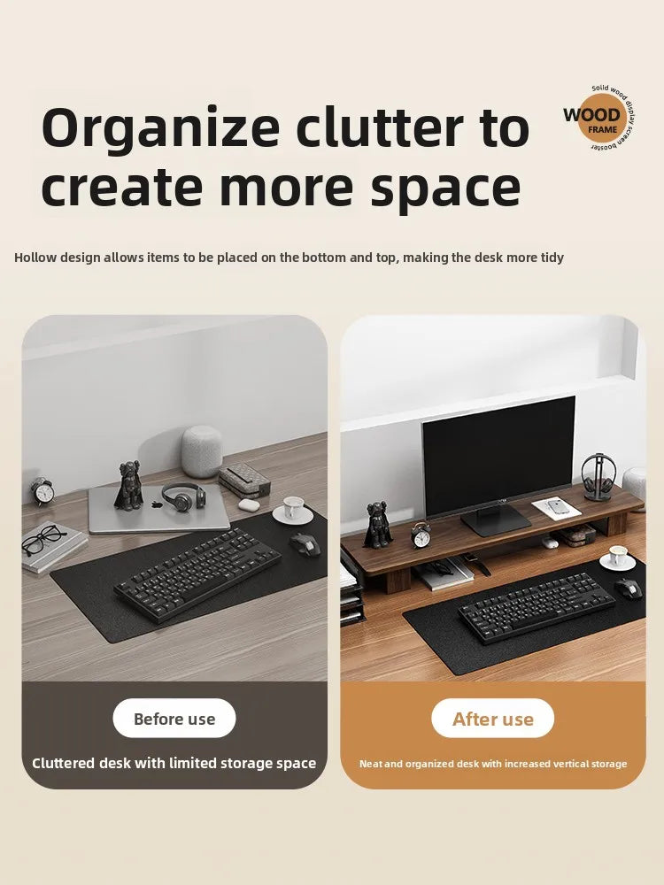 Elevated Wood Cuter Monitor Stand Desk Base Home Office Desktop Organizer Ra Adjustable Height No Installation