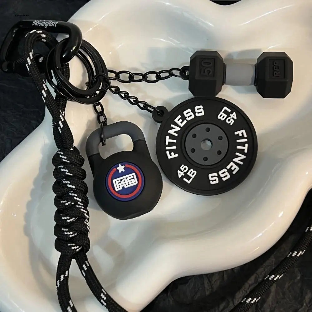 Mini Barbell Plates Key Chain with D-shaped Buckle Kettlebells Simulation Dumbbells Keyring Water Cups Creative