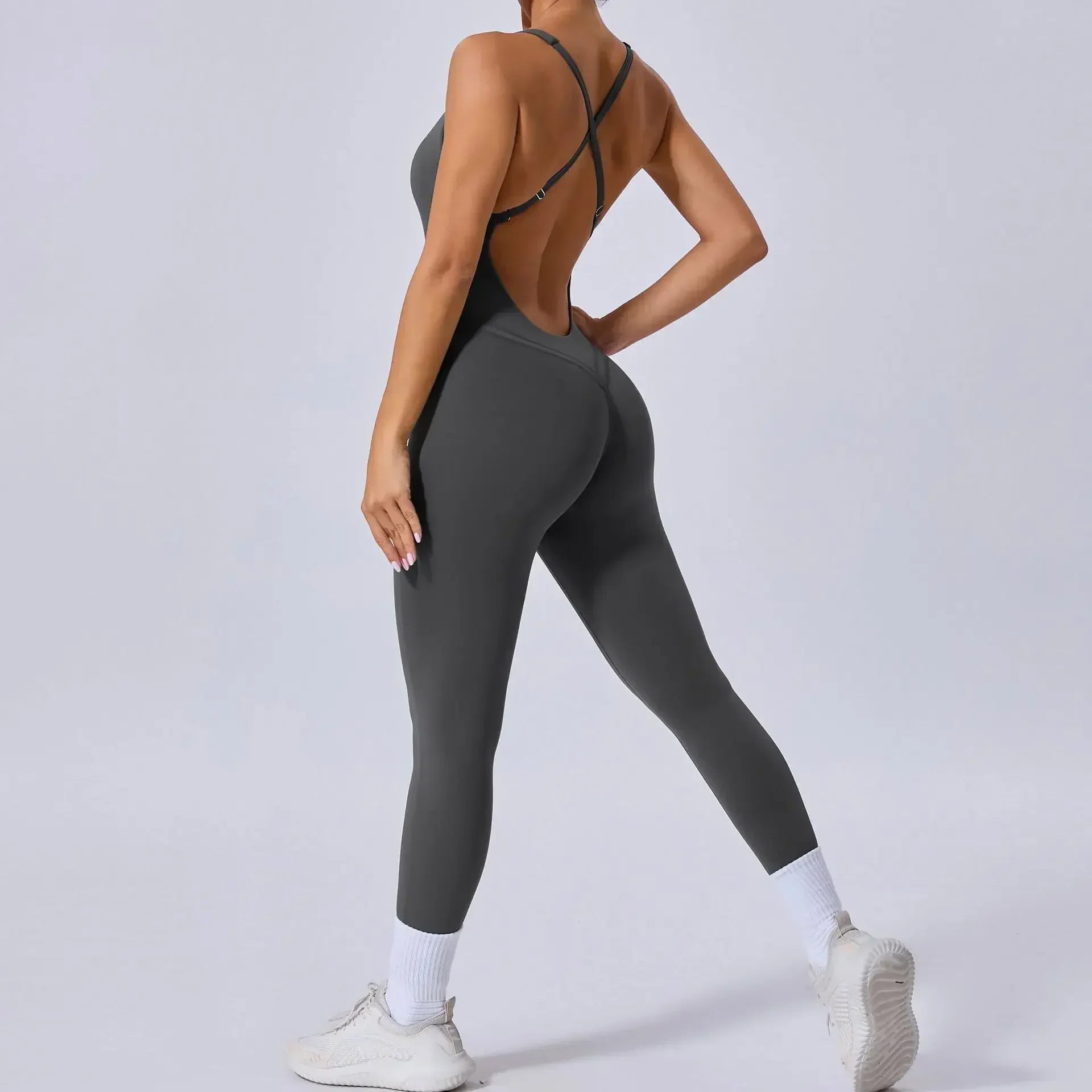 Seamless Yoga Jumpsuits Sports Fitness Hip Raise Cross Back Adjustable Shoulder Strap One-piece Workout Gym Tracksuits for Women