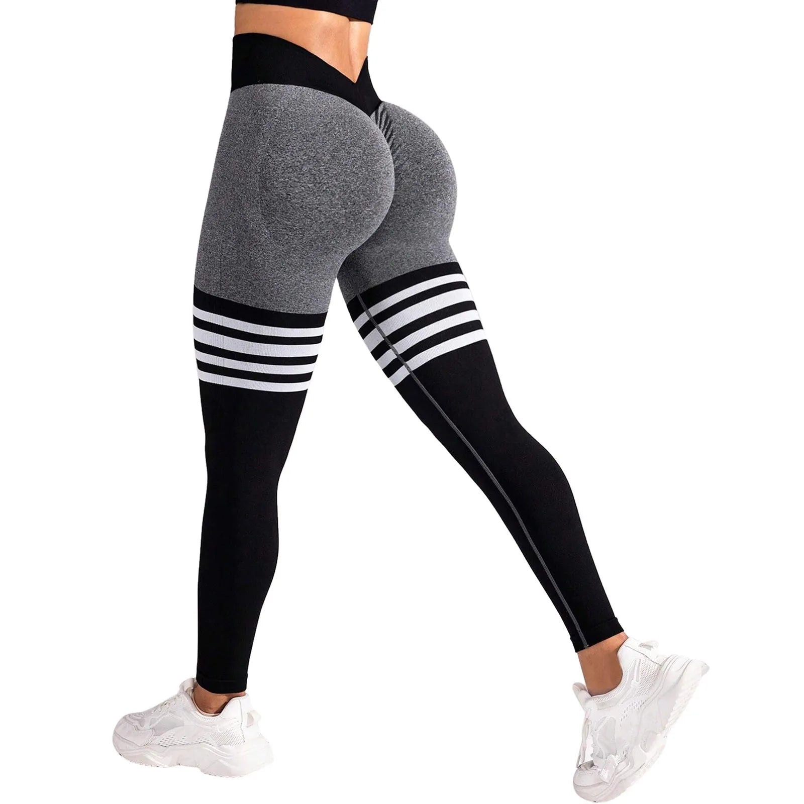 Women Pants Striped Outdoor Sports Leggings High Waisted Hip Lifting Yoga Clothing Quick Dry Running Exercise Fitness Pantyhose