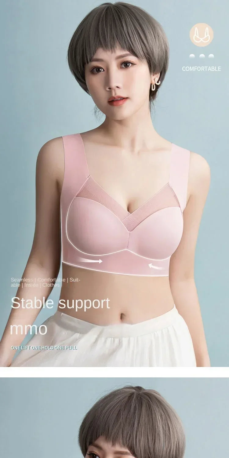 Women Lace Sport Bras Plus Size Seamless Bra Bralette Backless Lady Brassiere Vest Female Gathers Shock-Proof Wireless Top L-3XL