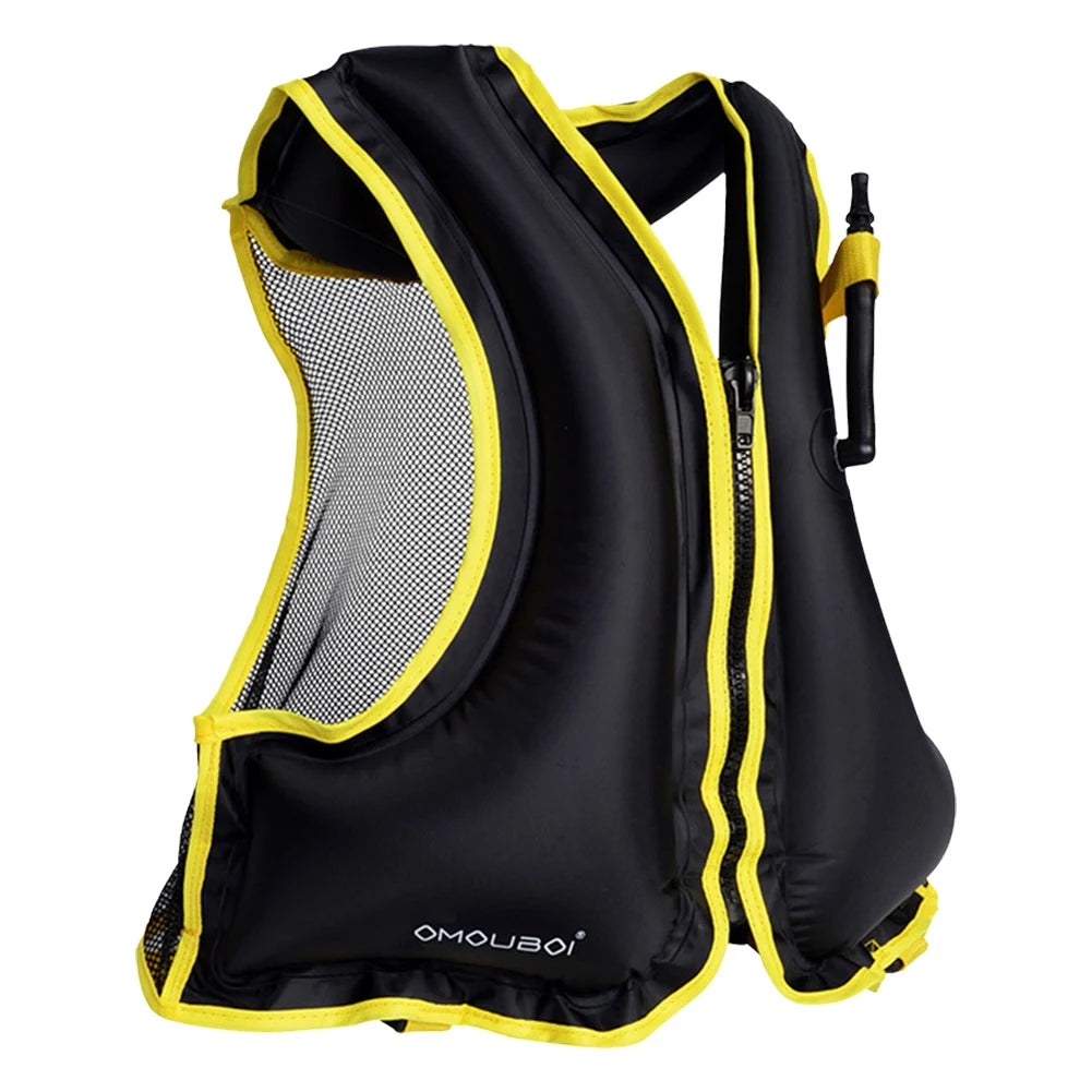 Inflatable Snorkeling Vest Adjustable Water Sports Safety Vest Breathable Inflatable Buoyancy Vest for Swimming Kayaking Boating